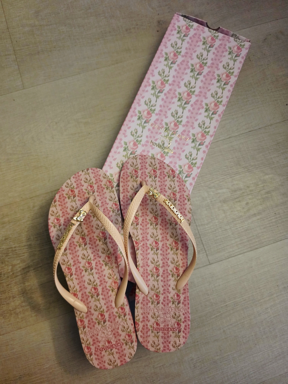 LoveShackFancy Pink Floral Flip Flop Sandals